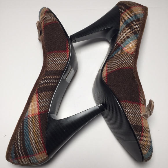 Street Feet Pumps, Plaid,  Brown, Teal, Tan - 014 - Picture 3 of 8